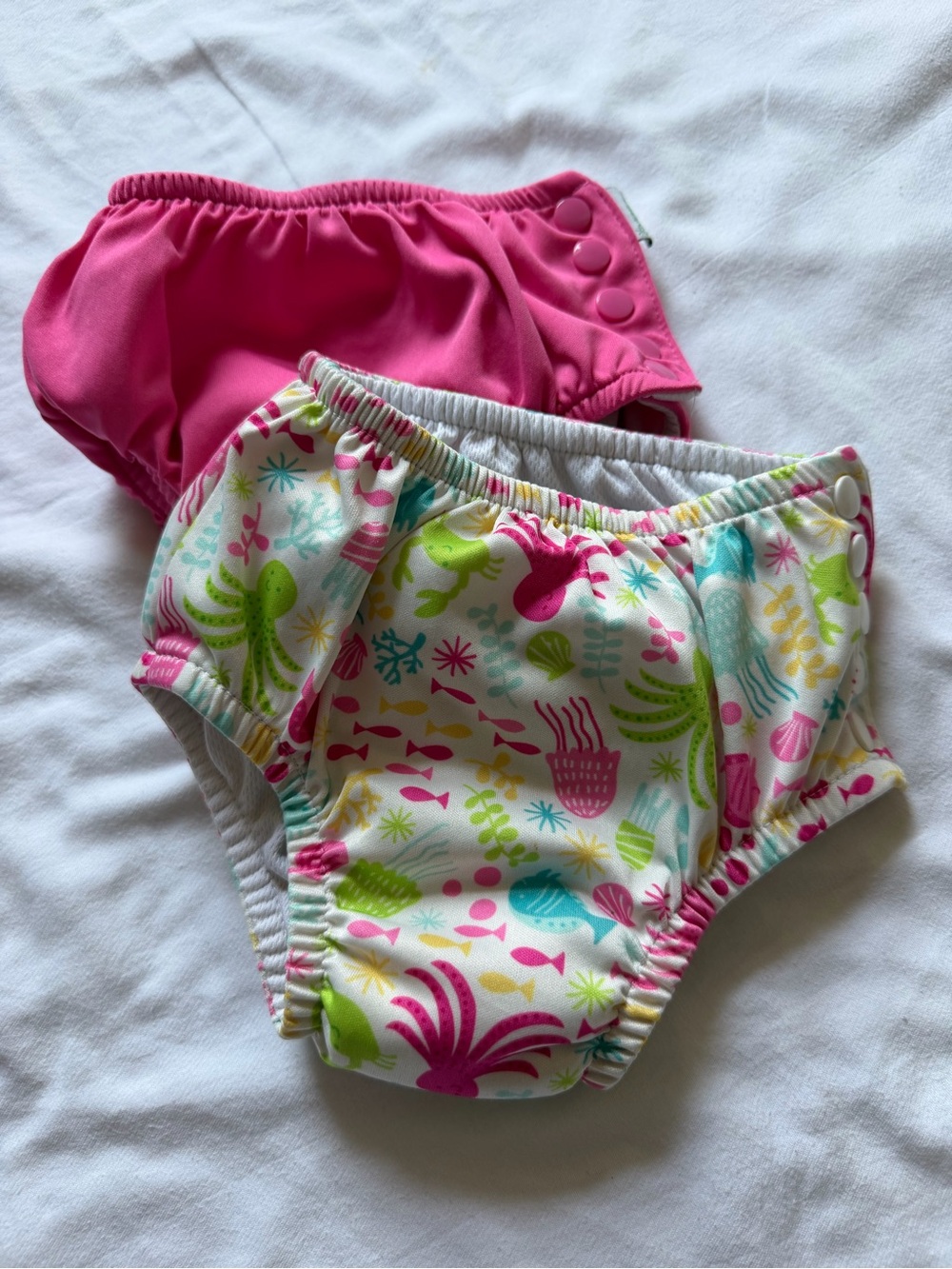 Bundle Kids Swim Reusable Diapers - Pink & Multi Sea Life Print- 3T